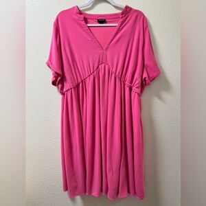 Torrid Mini Babydoll Dress V-Neck Flutter Sleeve Pockets Lined Pink Women's 1X